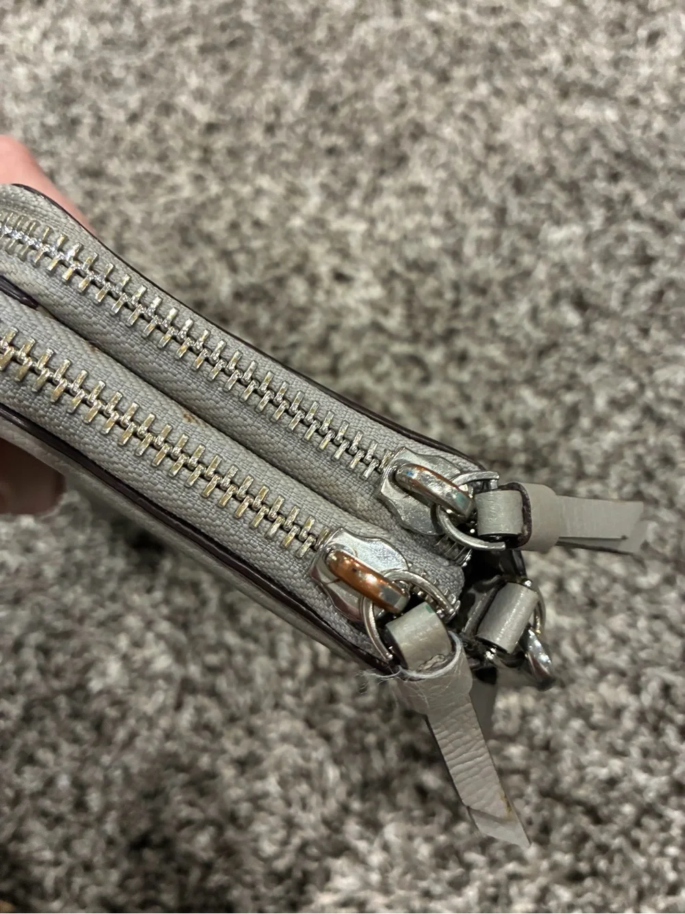 kate spade gray leather zip wristlet